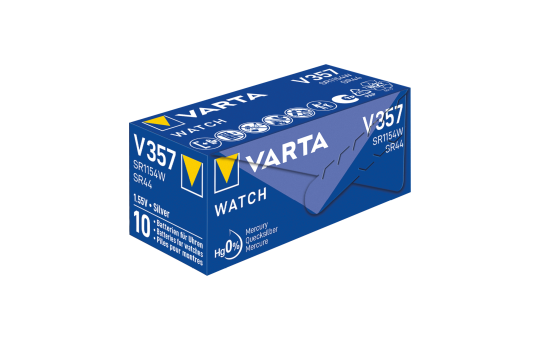 Knopfzelle Silberoxid - Uhrenbatterie, VARTA, ''V357'', SR44, 1.55V, Watch, Retail, 10er-Pack