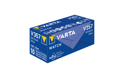Knopfzelle Silberoxid - Uhrenbatterie, VARTA, ''V357'', SR44, 1.55V, Watch, Retail, 10er-Pack