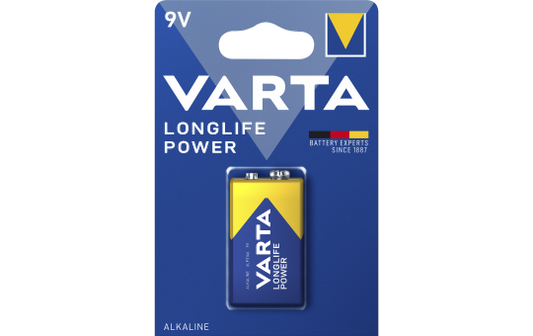 E-Blockbatterie VARTA ''Longlife Power'' 9V, Typ 6F22, 1-er Blister