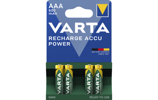 Micro-Akku VARTA ''Accu Power'', Ni-MH, 800mA, Typ AAA, HR03, 4er-Blister