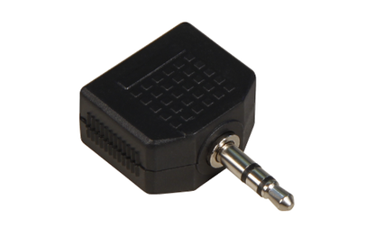 Klinke-Adapter, stereo 2x 3,5mm Kupplung auf 3,5mm Stecker