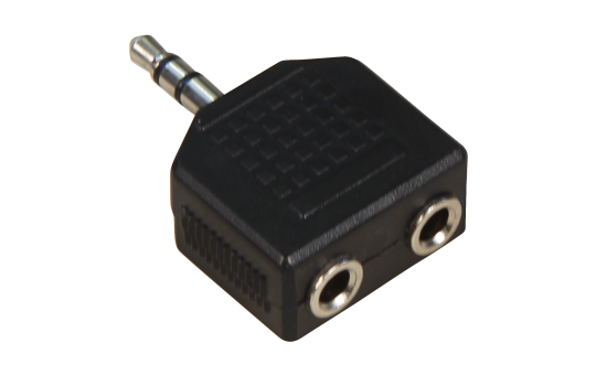 Klinke-Adapter, stereo 2x 3,5mm Kupplung auf 3,5mm Stecker
