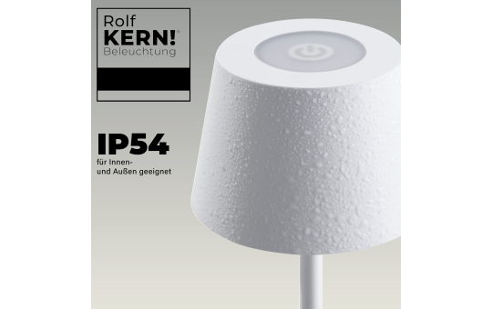 LED-Tischleuchte ROLF KERN „Club Nano“ 21cm, weiß, Akku, dimmbar