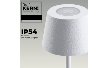 LED-Tischleuchte ROLF KERN „Club Nano“ 21cm, weiß, Akku, dimmbar