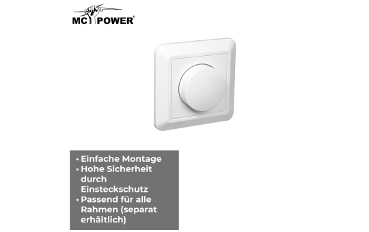 LED-Dimmer für elektronische Trafos McPower ''Cup'' 250V/300W, UP, Memory-Funktion