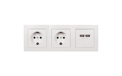 Steckdosenblock McPower ''Flair'' Aufbau, weiß, 2-fach Schutzkontakt + 2x USB