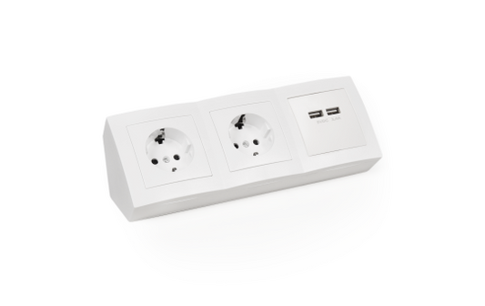 Steckdosenblock McPower ''Flair'' Aufbau, weiß, 2-fach Schutzkontakt + 2x USB