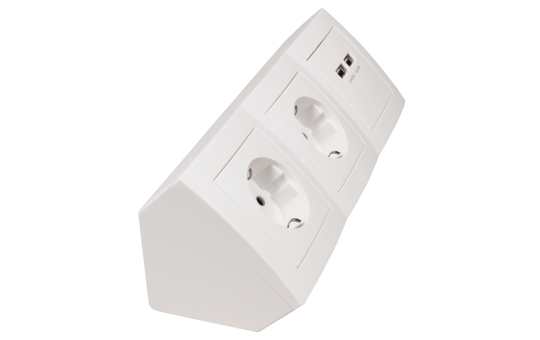 Steckdosenblock McPower ''Flair'' Aufbau, weiß, 2-fach Schutzkontakt + 2x USB