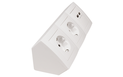 Steckdosenblock McPower ''Flair'' Aufbau, weiß, 2-fach Schutzkontakt + 2x USB