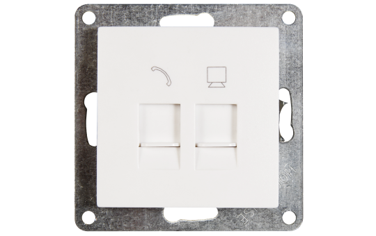 RJ45 + RJ11 Dose McPower ''Flair'' für ISDN, Cat, UP, weiß