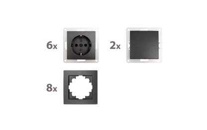 Schalter und Steckdosen Set McPower Flair ''Einsteiger'' 16-teilig, anthrazit