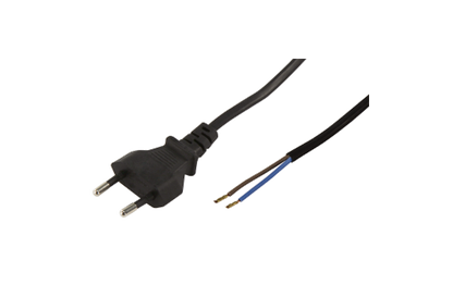 Euro-Netzkabel McPower mit blanken Enden Länge 1,5m, 2x0,75 mm², schwarz