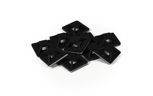 Kabelsockel McPower für Kabelbinder 20x20mm, schwarz, selbstklebend, 10er-Pack