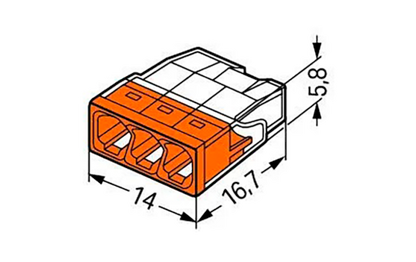 COMPACT-Verbindungsdosenklemme WAGO, eindrähtige Leiter, 3 Klemmstellen, orange
