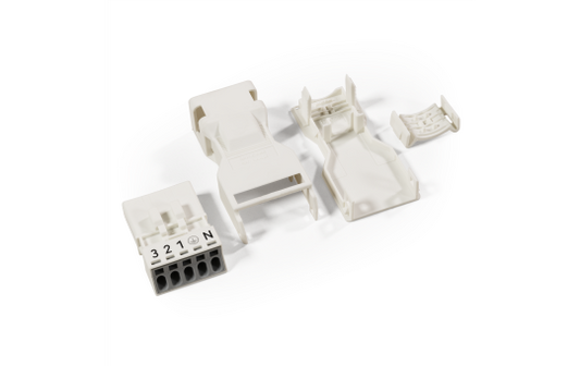 Stecker mit Zugentlastungsgehäuse WAGO, 5-polig, weiß, 1,5mm²