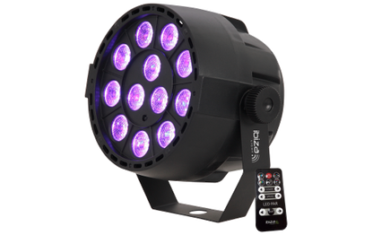 LED-Lichteffekt IBIZA ''PAR-MINI-RGB3'' 12x 3W RGB LED, Musiksteuerung, DMX