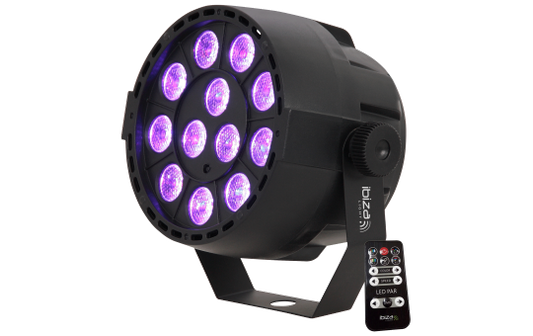 LED-Lichteffekt IBIZA ''PAR-MINI-RGB3'' 12x 3W RGB LED, Musiksteuerung, DMX