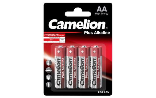 Mignon-Batterie CAMELION Plus Alkaline 1,5 V, Typ AA/LR6, 4er-Blister