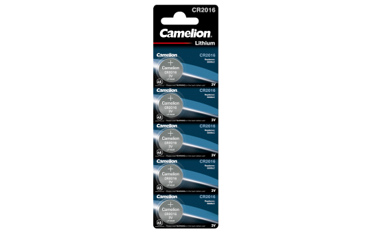 Knopfzelle CAMELION CR2016 3,0V, Lithium, 5er-Blister