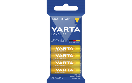 Micro-Batterie VARTA'' Longlife'', Alkaline, Typ AAA, LR06, 1,5V, 8er Pack