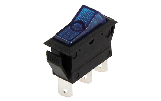 Kfz-Schalter McPower, 3-polig, 12V-250V/20A, blau, Stellungen: EIN/AUS, beleuchtet