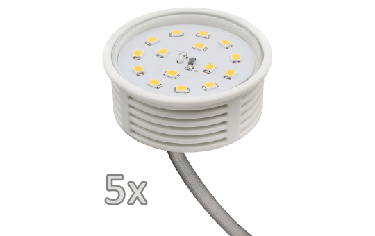Einbauleuchten-Set McShine, 5xRahmen, 5xLED-Strahler, 5W, 400lm, 230V, Edelstahl