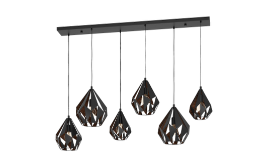 Hängeleuchte EGLO ''Carlton 1'', E27, Stahl, schwarz/kupfer, 107x38,5x145,5cm