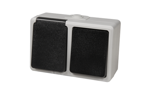 Feuchtraum Kombi-Dose McPower ''Taff'', 250V~, Schalter+Steckdose, IP44, AP, grau