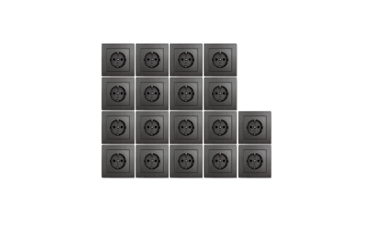 Schutzkontakt-Steckdose McPower ''Flair'' Einsteckschutz, 18er-Pack, inkl. Rahmen