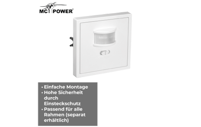 Unterputz IR Bewegungsmelder McPower ''Shallow'' 160°, 750W, LED geeignet, weiß