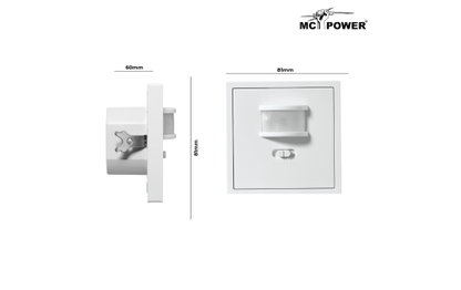 Unterputz IR Bewegungsmelder McPower ''Shallow'' 160°, 750W, LED geeignet, weiß