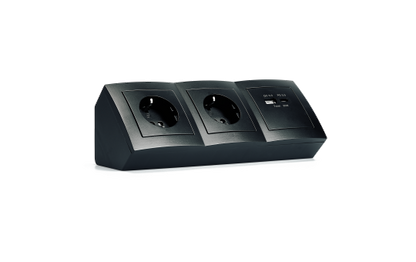 Steckdosenblock McPower ''Flair'' matt schwarz, 2-fach Schutzkontakt + 2x USB A+C