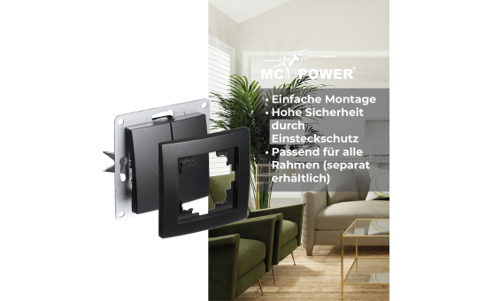 Jalousie-Taster McPower ''Flair'', Hoch und Runter, 250V~/10A, UP, matt schwarz
