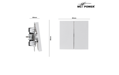 Taster McPower ''Shallow'' 2-fach, 250V~10A, UP, Steckanschluss, weiß