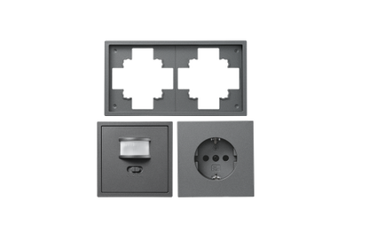 Schalter und Steckdosen Set McPower Shallow ''PIR'' anthrazit, 3-teilig