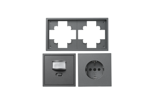 Schalter und Steckdosen Set McPower Shallow ''PIR'' anthrazit, 3-teilig