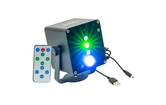 LED & Laser-Effekt IBIZA ''TINYLED-LASRGB'', akkubetrieben, 1x 3W 3-in-1 RGB-LED