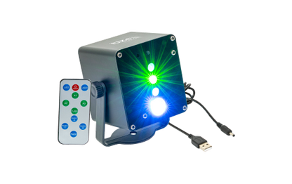 LED & Laser-Effekt IBIZA ''TINYLED-LASRGB'', akkubetrieben, 1x 3W 3-in-1 RGB-LED