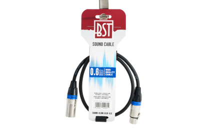 Hochwertiges Audiokabel BST ''SOUND-XLRM-XLRF-0.6'' 0,6m, XLR Stecker u. Buchse
