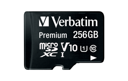 Micro SDHC Card Verbatim, 256GB Speicherkapazität, inkl. Adapter, Class 10