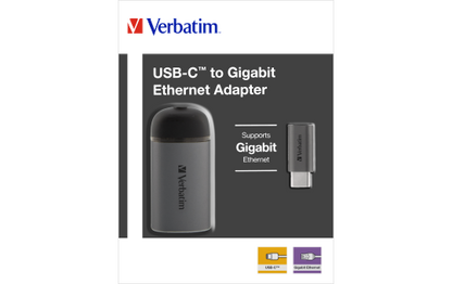 Adapter USB-C auf RJ45 Gigabit von Verbatim, 10cm Kabel, Aluminiumgehäuse