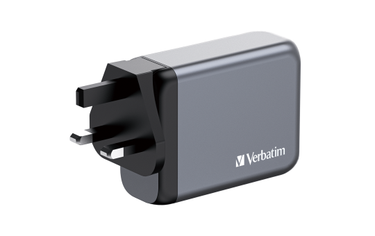 Ladeadapter Verbatim, Universal,GNC-100, GaN, 100W,grau,1x USB-A QC, 3x USB-C PD