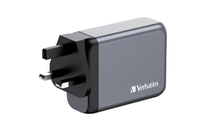 Ladeadapter Verbatim, Universal,GNC-100, GaN, 100W,grau,1x USB-A QC, 3x USB-C PD