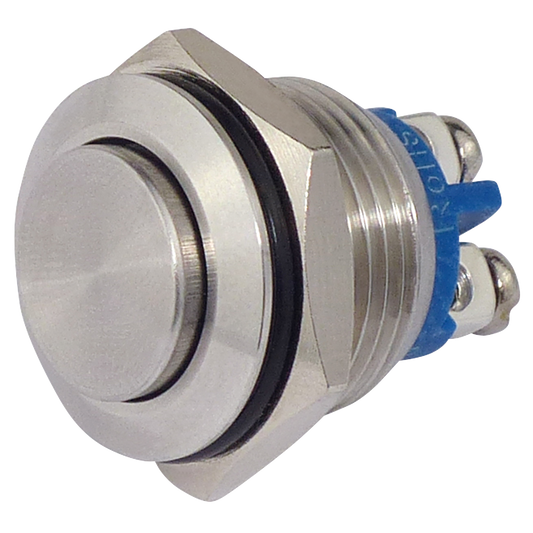 Vollmetalltaster, 16mm-Ø, 250V, 3A, Schraubösen, IP67