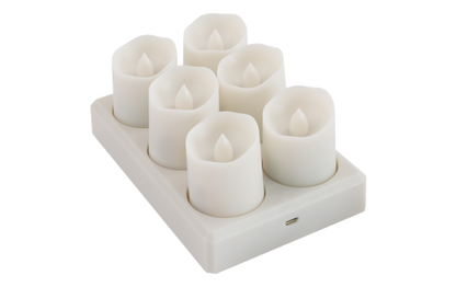 6er Set LED Kerzen McShine ''LC-06'', inkl. Fernbedienung, Netzteil + Ladestation