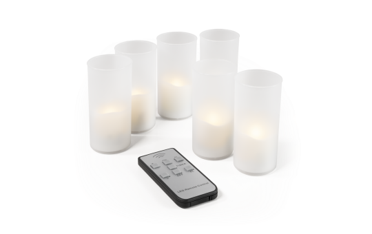 6er Set LED Kerzen McShine ''LC-06'', inkl. Fernbedienung, Netzteil + Ladestation