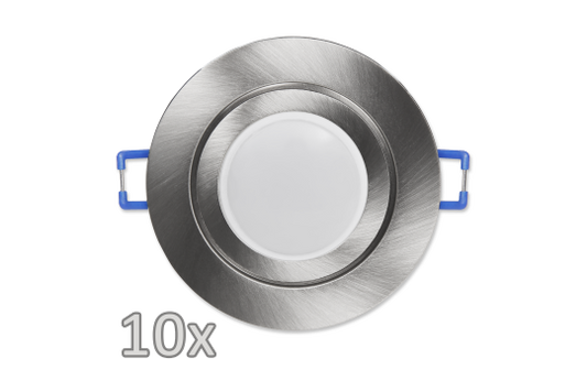 Einbauleuchten-Set McShine, 10xRahmen, 10xLED-Modul, 5W, 440lm, 230V, Edelstahl