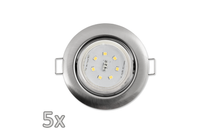 Einbauleuchten-Set McShine, 5xRahmen, 5xLED-Strahler,  GU10, 3W, 300 lm