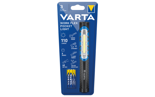 LED Taschenlampe Work Flex Line, VARTA, 110lm, inkl. 3x Batterie Alkaline AAA