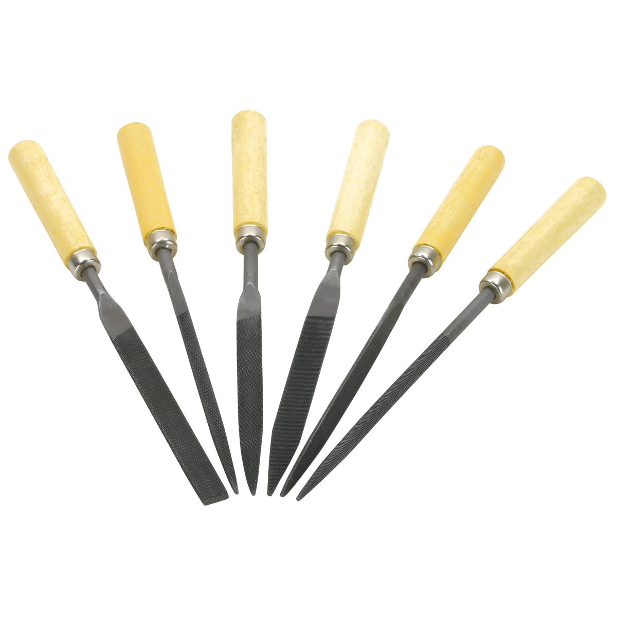 Nadelfeilen-Set 6-teilig, Holzgriff, 180mm